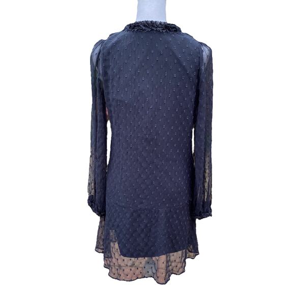Zara Basic Collection Long Sleeve Dress Blue Dots Women's Size Extra Small - Picture 4 of 12